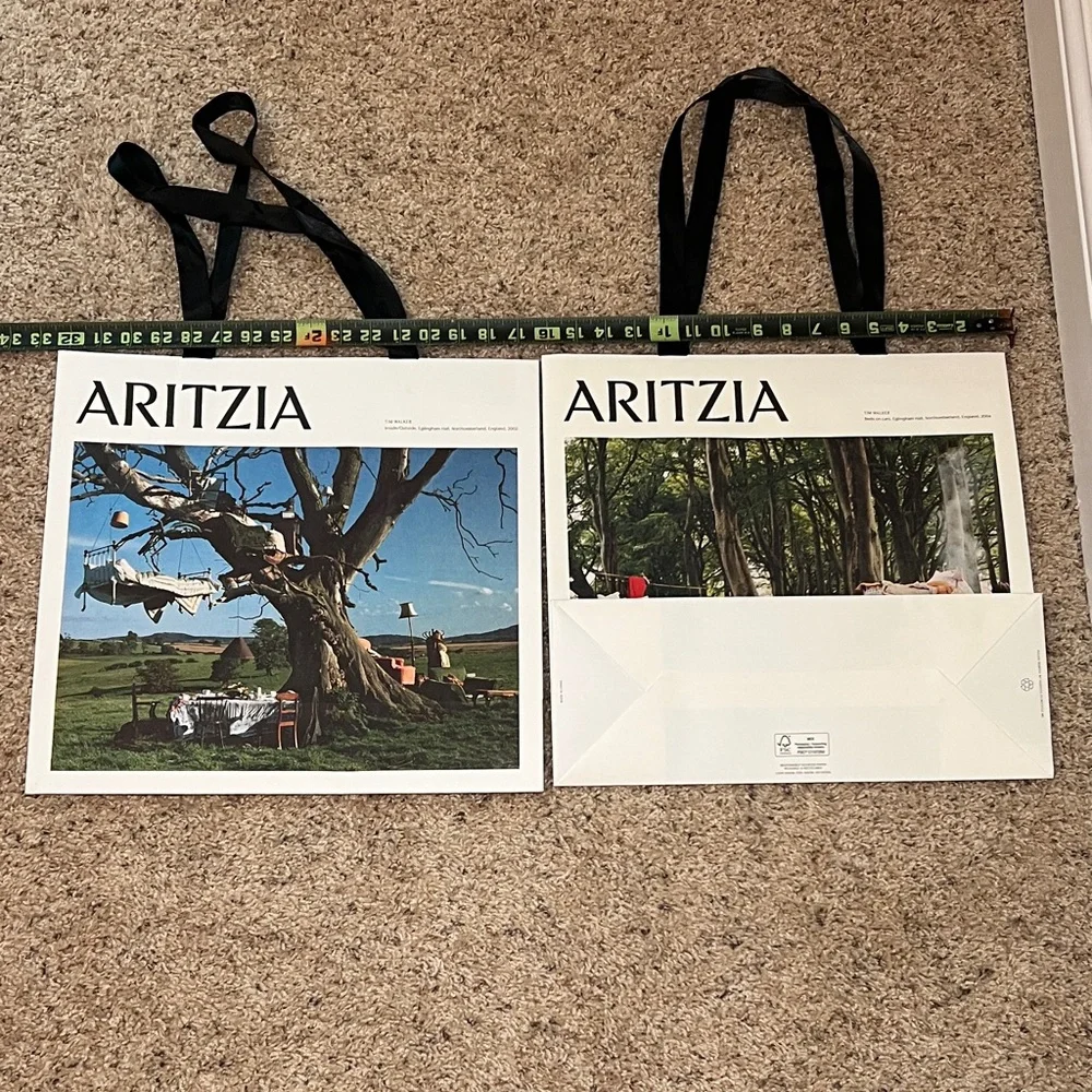Aritzia Scenic Print Shopping Bags with Black Handles - quantity 2, large size